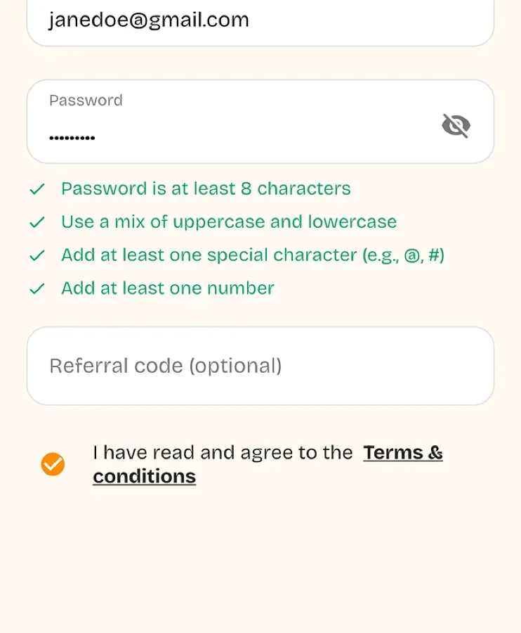 Sign up on Accrue